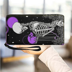 Skull Wallets Gift for Women Travel Female Purse Multifunction Zipper Long Strap