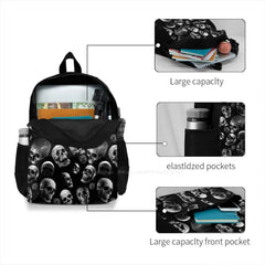 Skulls & Rose Pattern Large Capacity Backpack Laptop Travel Bags