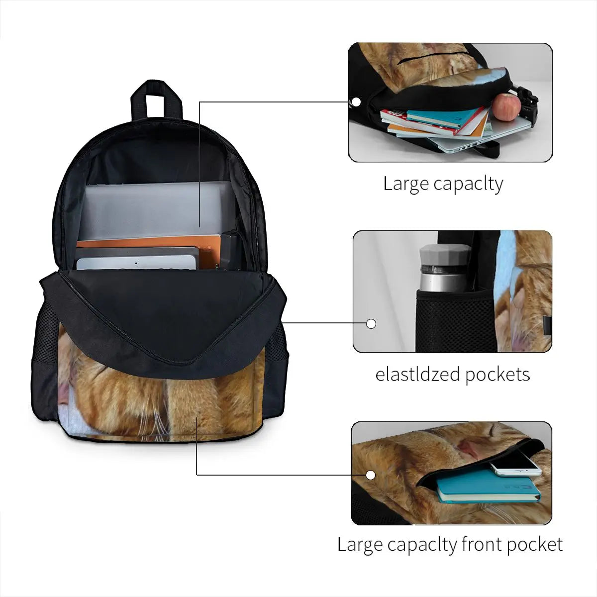 Sleeping Cat 1 Backpacks Men's Backpacks Bags For Women Vintage Kids Backpack
