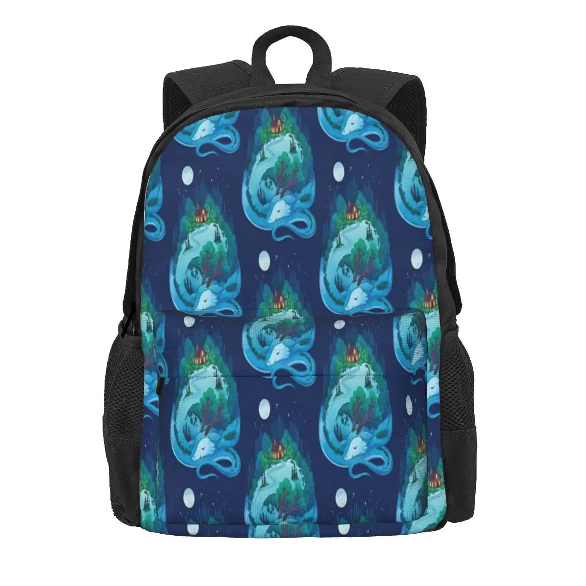 Sleepy Forest Dragon At Night Backpacks Men's and Women's Zipper Close Backpack