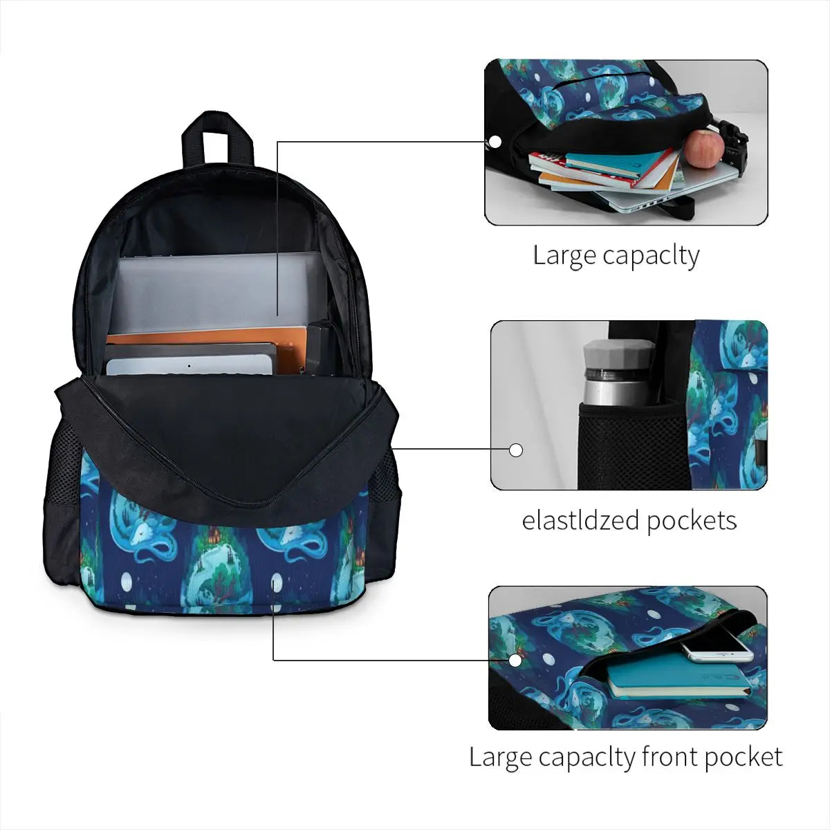 Sleepy Forest Dragon At Night Backpacks Men's and Women's Zipper Close Backpack