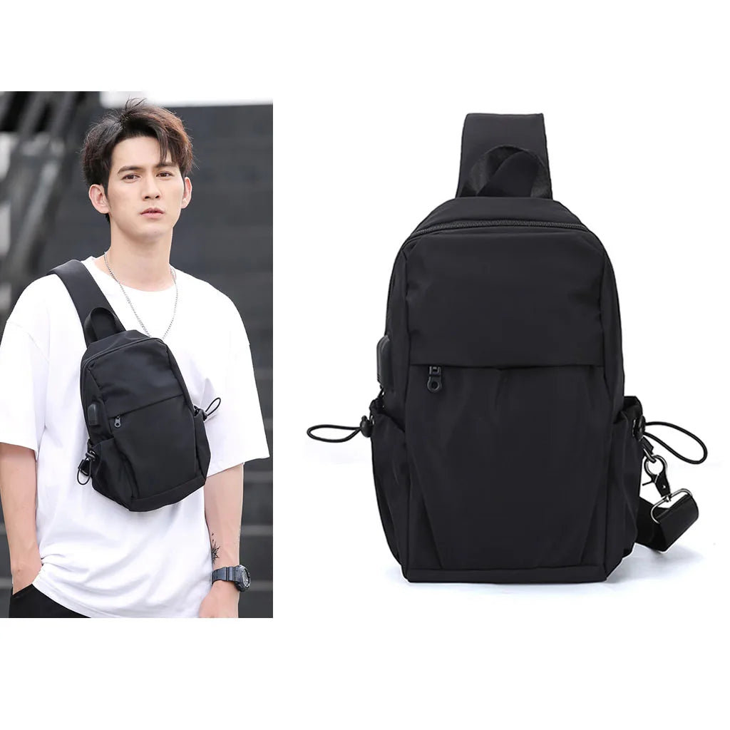 Sling Backpack USB Charging Port Anti-Theft Men's Chest Bag