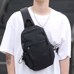 Sling Backpack USB Charging Port Anti-Theft Men's Chest Bag