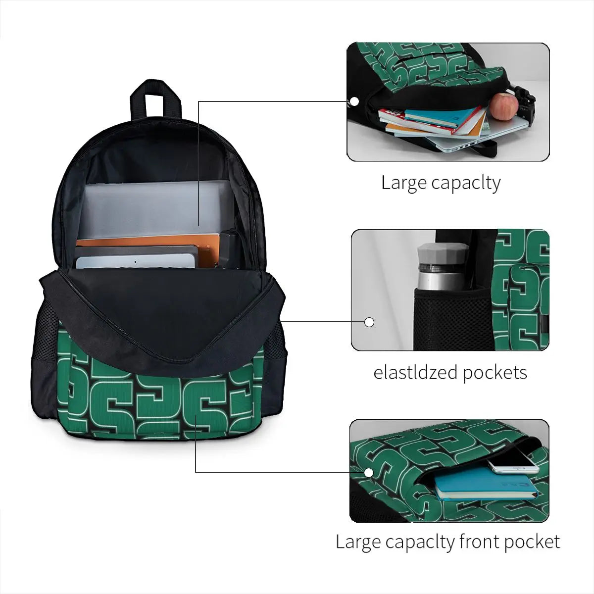 SRU Backpack Men's Women's Zipper Close Backpack Manga Print
