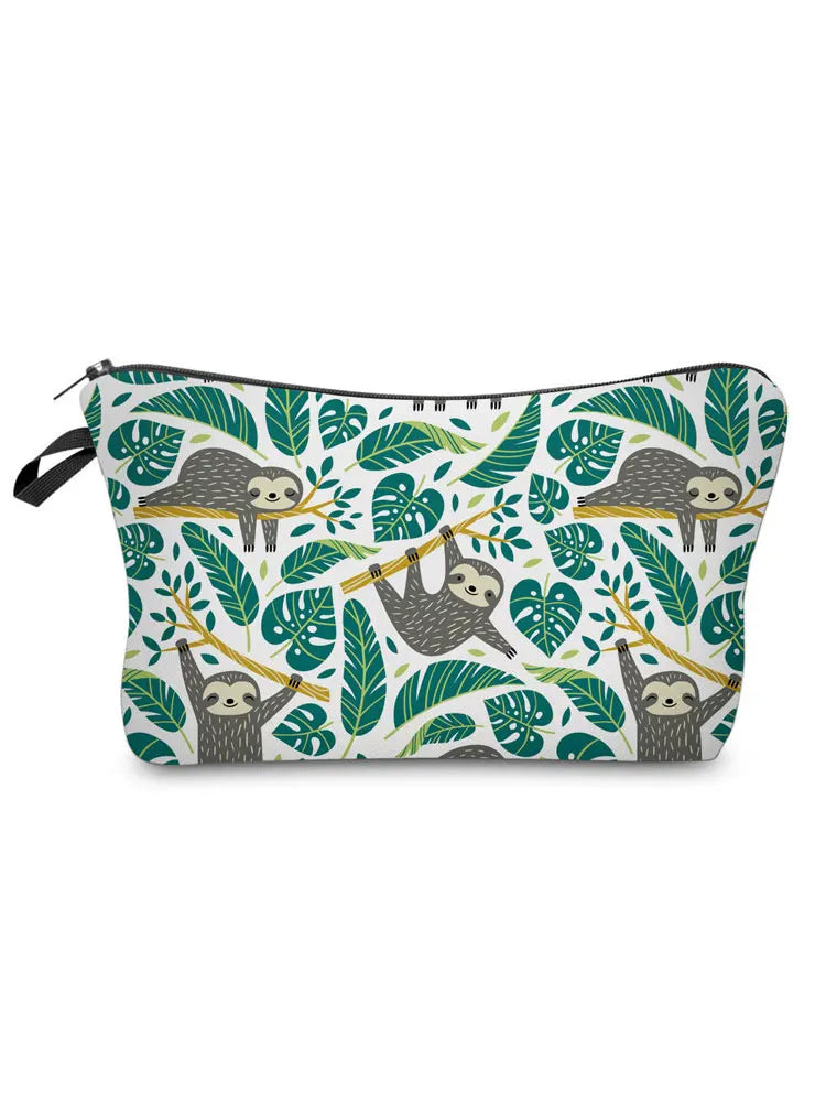 Sloth Pattern Women's Cosmetic Pouch Makeup Organizer Gift Bag