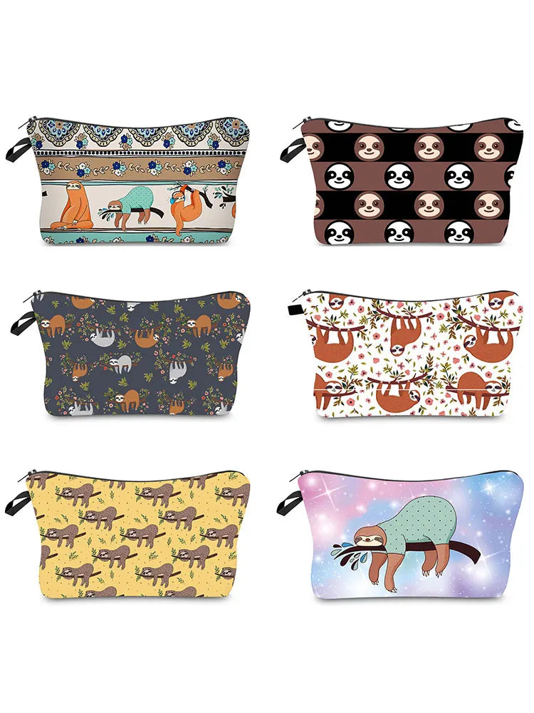 Sloth Pattern Women's Cosmetic Pouch Makeup Organizer Gift Bag