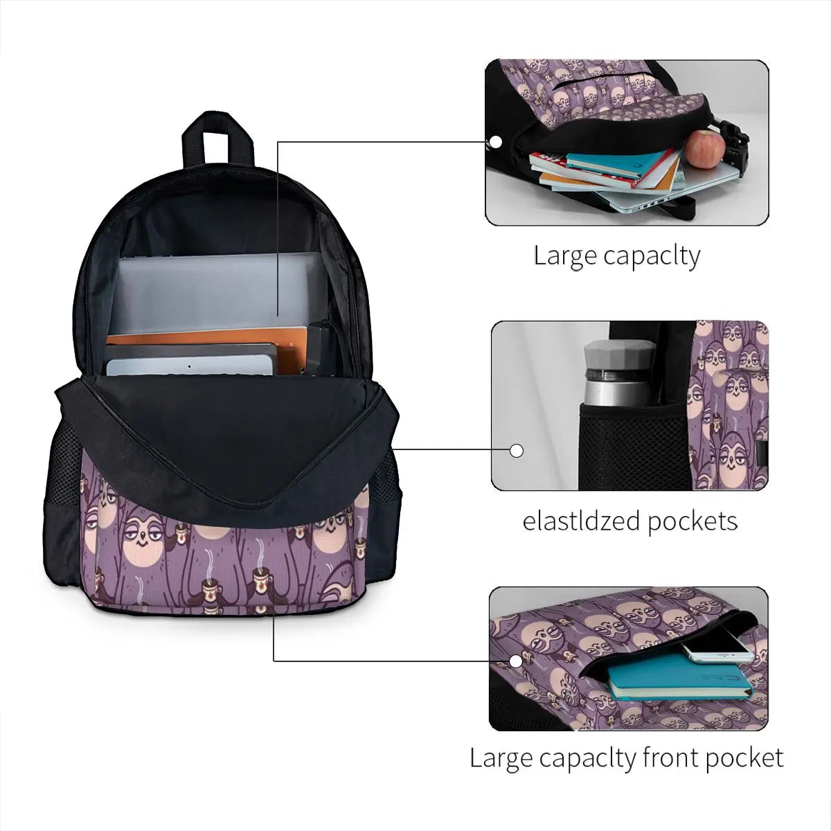 Sloth-Tastic Backpacks Men's & Women's Harajuku Backpack