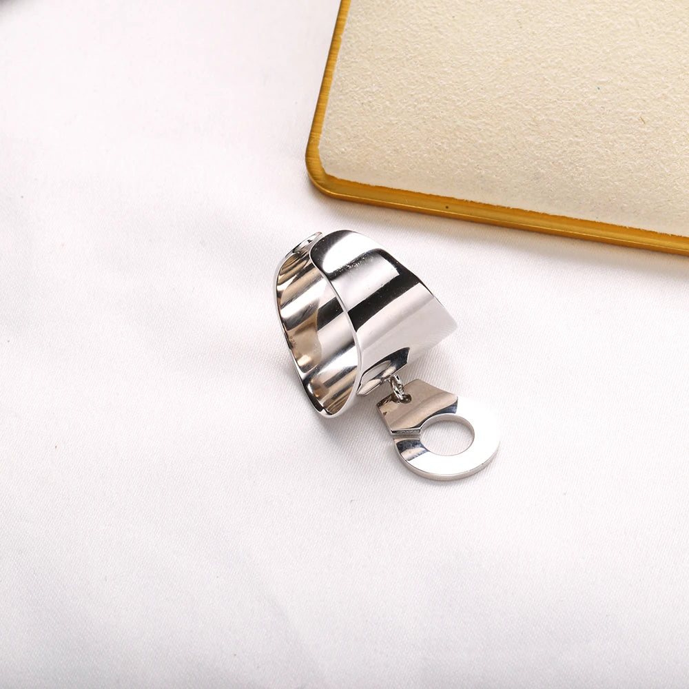 925 Silver Handcuffs Finger Ring Menottes Realizable Party Bague