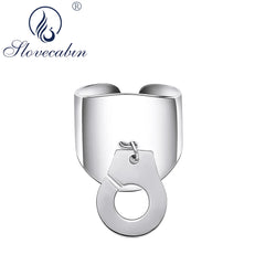 925 Silver Handcuffs Finger Ring Menottes Realizable Party Bague