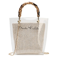 Slub Handle Clear Bag Women Summer Travel Handbag