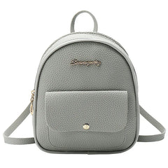 Mini PU Leather Women's Backpack Girls School Bookbag