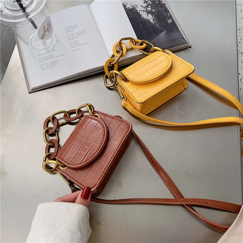 Crocodile Pattern Shoulder Bag Small Square Bag