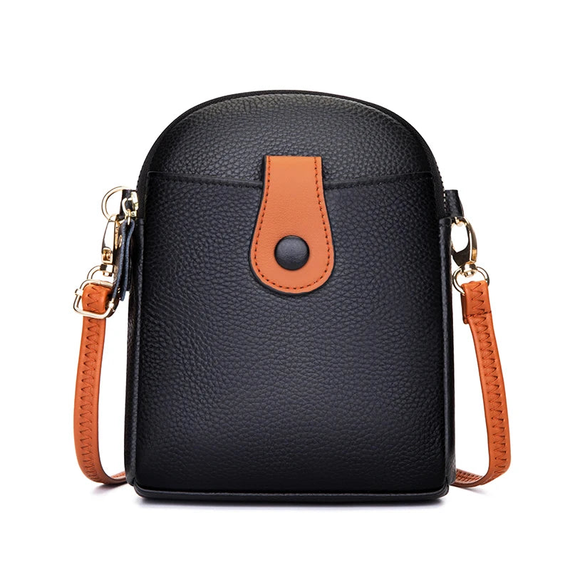 Small Vintage Leather Messenger Bag High Women Shoulder Handbag