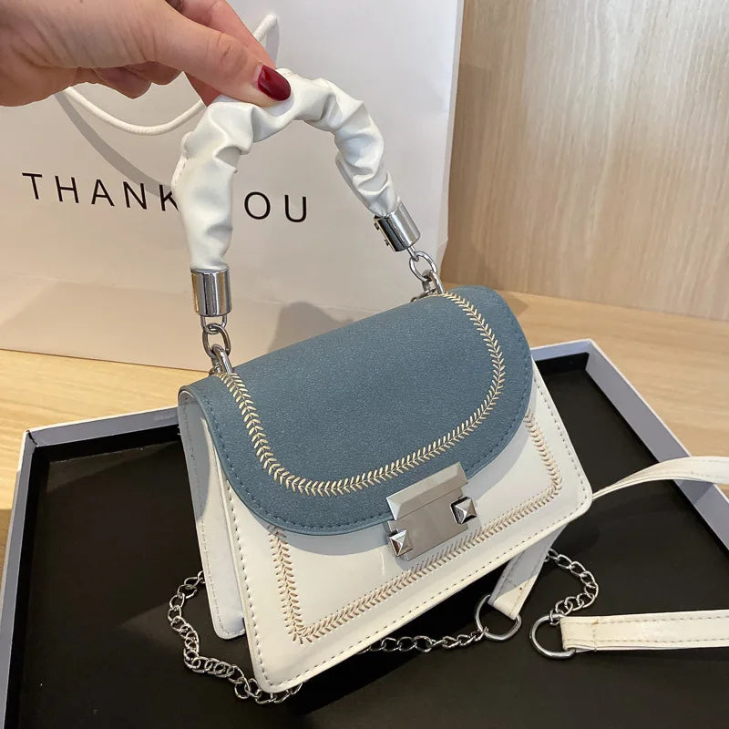 Small Square Bag Women Contrast Portable Single Shoulder Diagonal