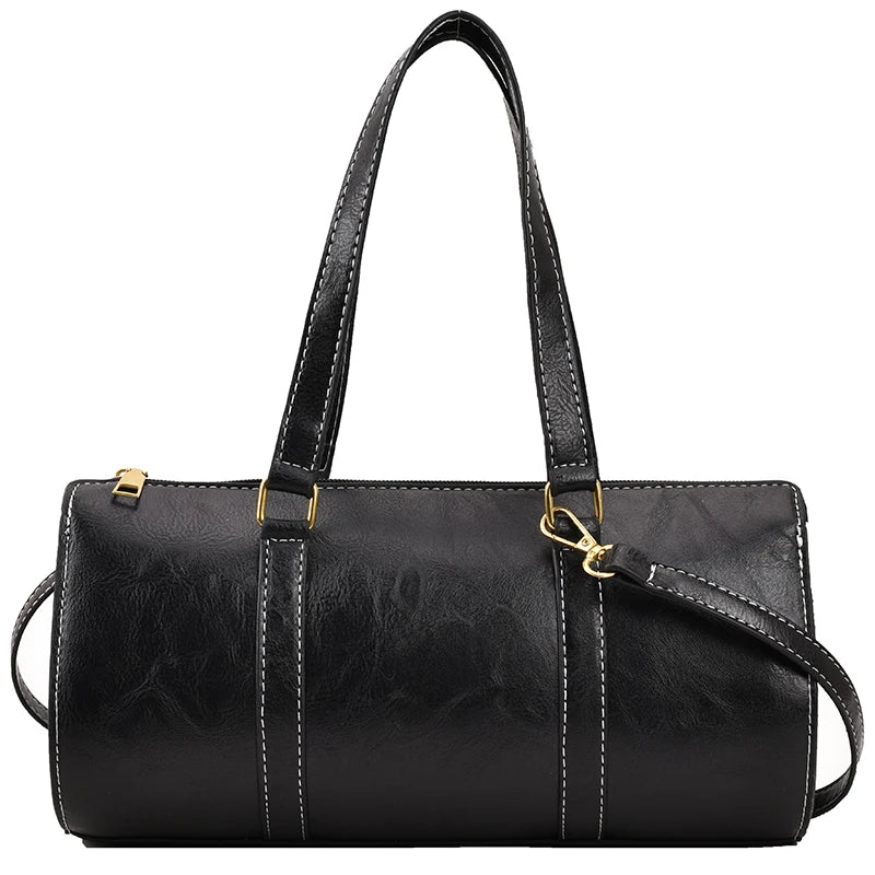 Barrel Shaped PU Leather Women Handbag Shoulder Crossbody Bag