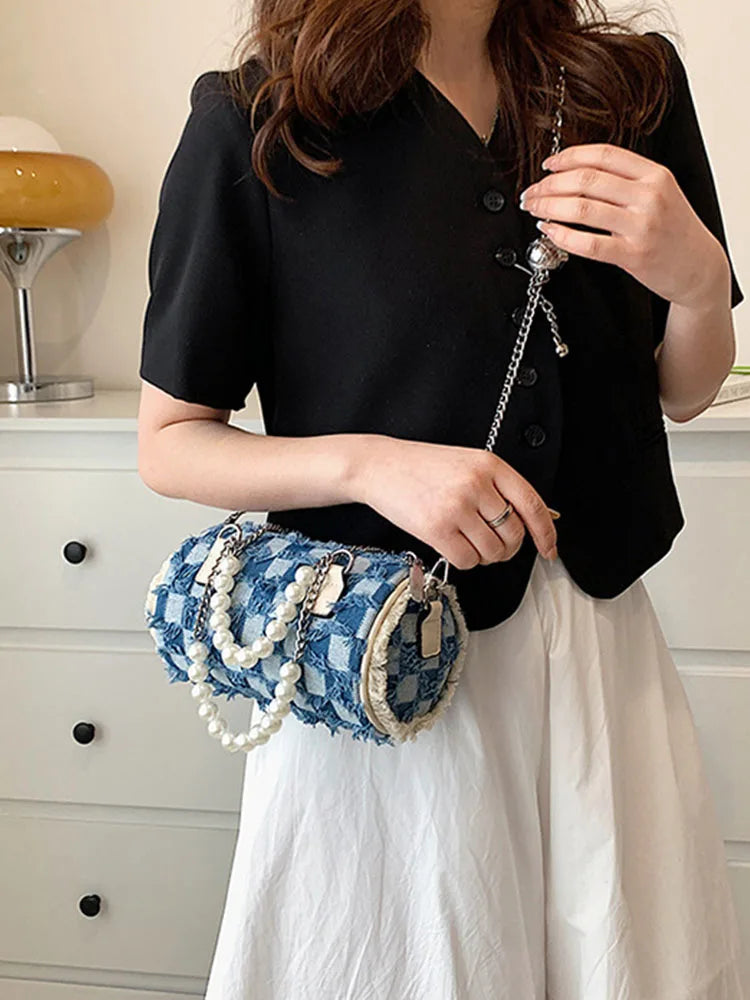 Small Beading Top Handle Women's Bag Shoulder Crossbody Bags