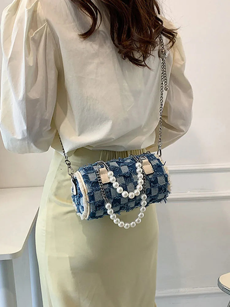 Small Beading Top Handle Women's Bag Shoulder Crossbody Bags
