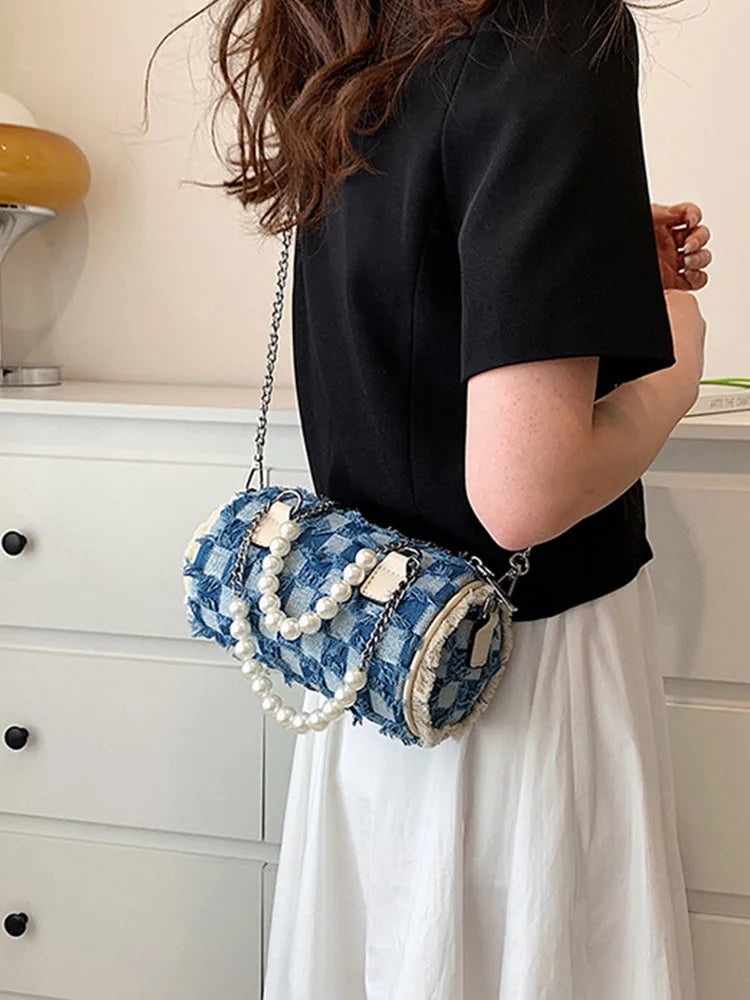 Small Beading Top Handle Women's Bag Shoulder Crossbody Bags