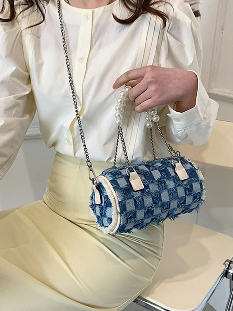 Small Beading Top Handle Women's Bag Shoulder Crossbody Bags
