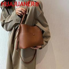 Vintage Leather Bucket Bag Women's Crossbody Purse
