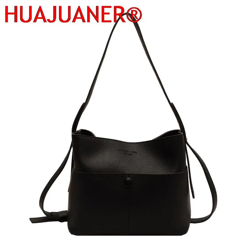 Vintage Leather Bucket Bag Women's Crossbody Purse