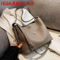 Vintage Leather Bucket Bag Women's Crossbody Purse