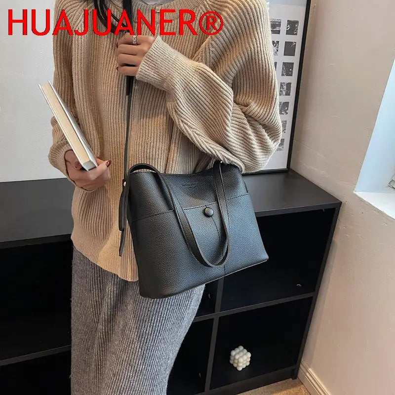 Vintage Leather Bucket Bag Women's Crossbody Purse