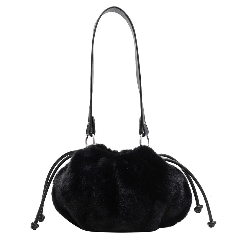 Winter Faux Fur Shoulder Bag Cute Candy Handbags