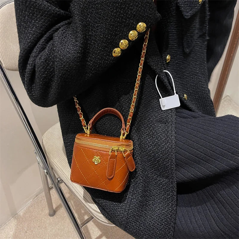 Camellia Shoulder Bucket Bag Mini Quilted Crossbody