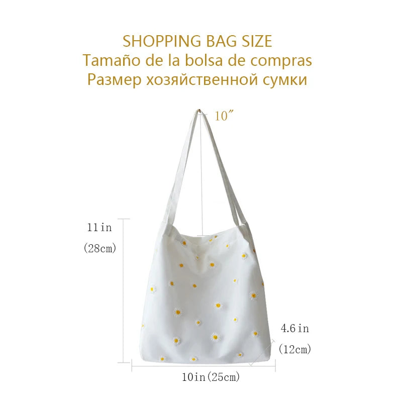 Small Canvas Bags Daisy Crochet Mesh Shoulder Tote Bag