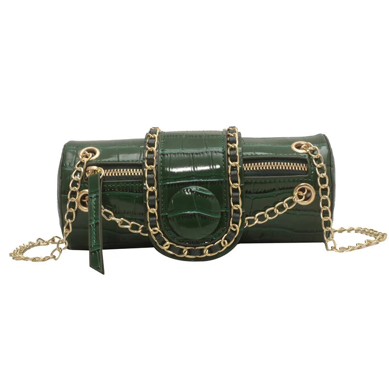 Barrel Shaped PU Leather Women's Crossbody Bag