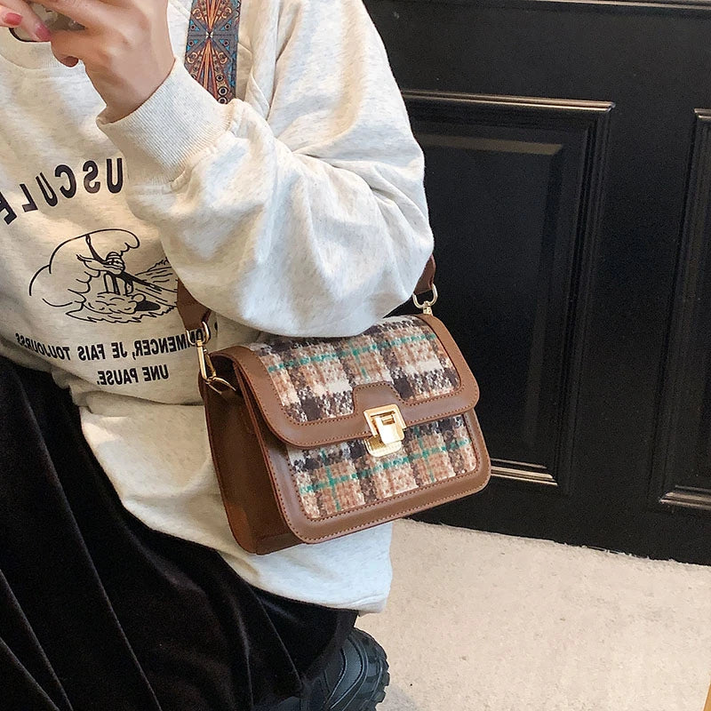 Classical Woolen Flap Bag Women Crossbody Lady Bag