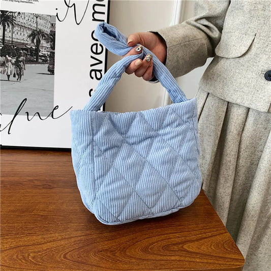 Corduroy Tote Bag for Women Pad Cotton Shoulder Bag Handbags Casual