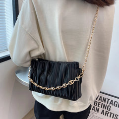 Quilted Leather Crossbody Bag Chain Strap Shoulder Purse