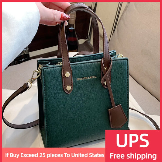 Women's Small Crossbody Tote Bag PU Leather Square Shoulder Bag