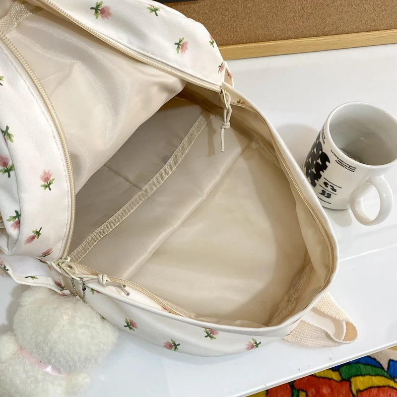 Floral Women Backpack Ins Style School Student Book Bag