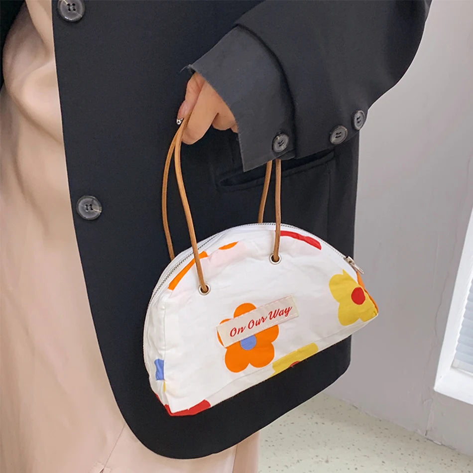 Nylon Printed Lattice Clutch Winter Stripe Tote
