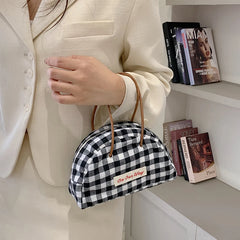 Nylon Printed Lattice Clutch Winter Stripe Tote
