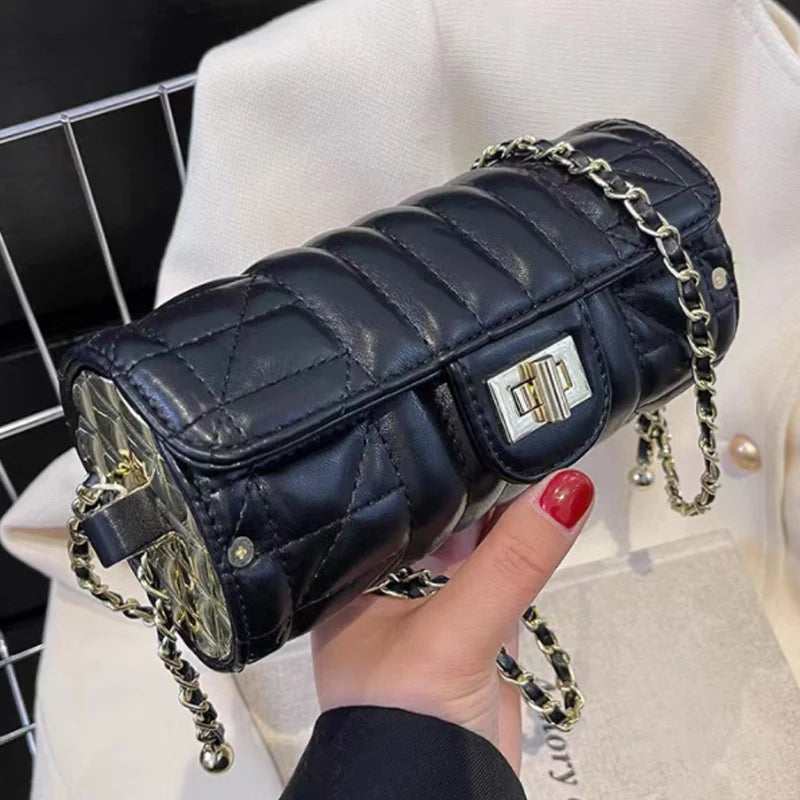 Embroidered Wire Lattice Cylinder Shoulder Messenger Bag