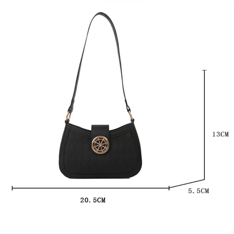 Retro Contrast Handbag Underarm Bag for Women
