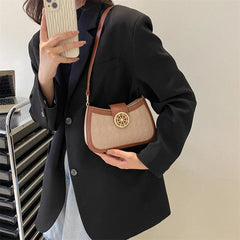 Retro Contrast Handbag Underarm Bag for Women
