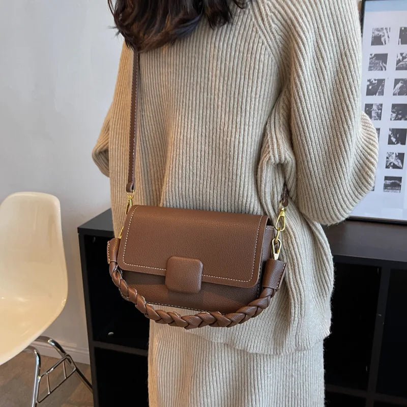 Women's Flap Handbag Crossbody Shopper Bag for Shopping