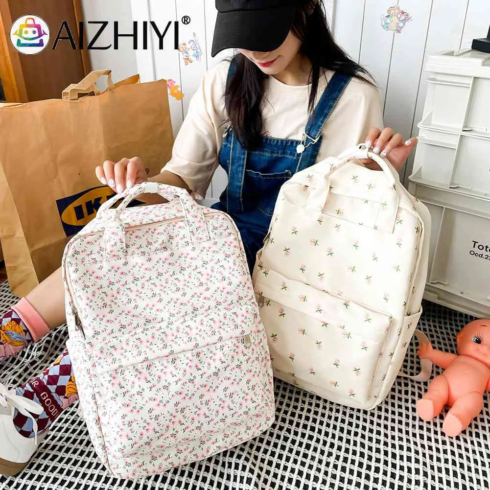 Flower Women Backpack Student School Bag