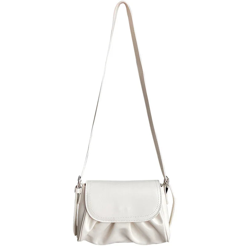 Small Fresh Cloud Bag College Soft Waxy Shoulder Diagonal Side Bag for Girls