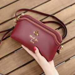 Small Leather Shoulder Bag Women Clutches Bee Crossbody Bags Cowhide Purse