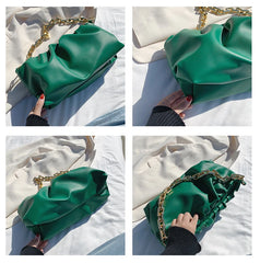 Small Hobo Crossbody Bags High Leather Handbags Chain Pleated Dumpling Totes