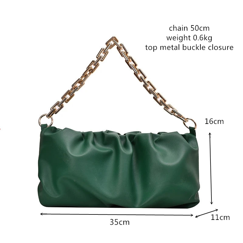 Small Hobo Crossbody Bags High Leather Handbags Chain Pleated Dumpling Totes