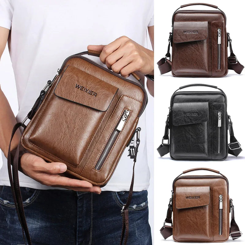 Men Handbag Vertical Business Crossbody Bag Letters Printed Handbags