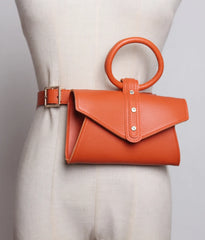 Small Leather Belt Bag Women Candy Round Shoulder Bags Handbag Female Banana Clo