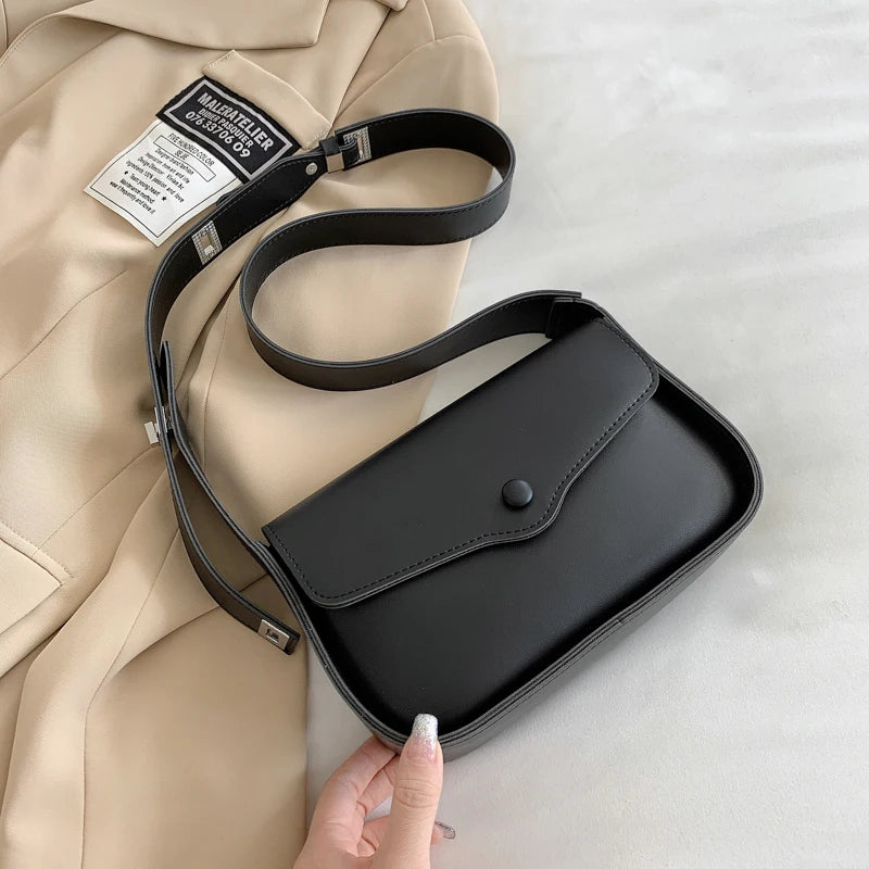 Leather Square Shoulder Bag for Women Crossbody Messenger Handbag